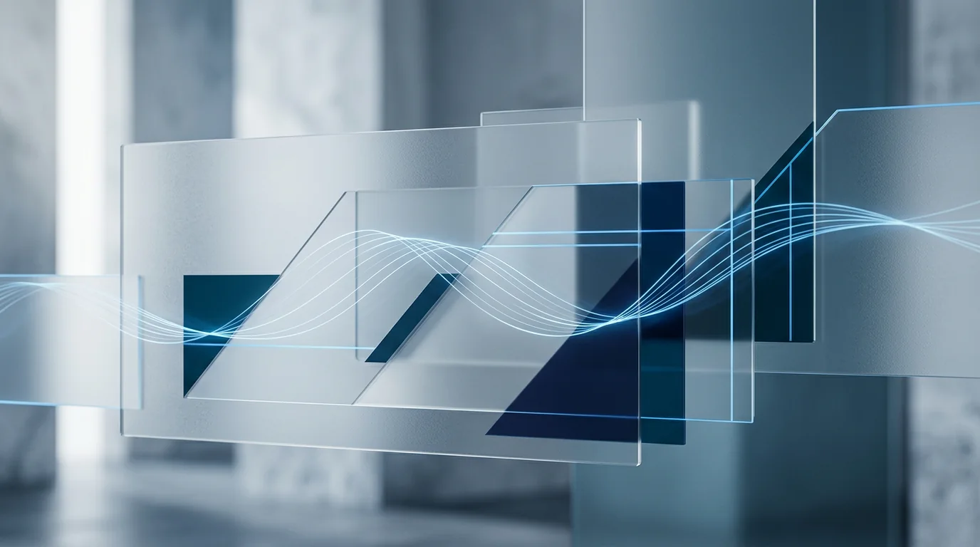 Composição abstrata corporativa em azul e vidro fosco para Direito Trabalhista